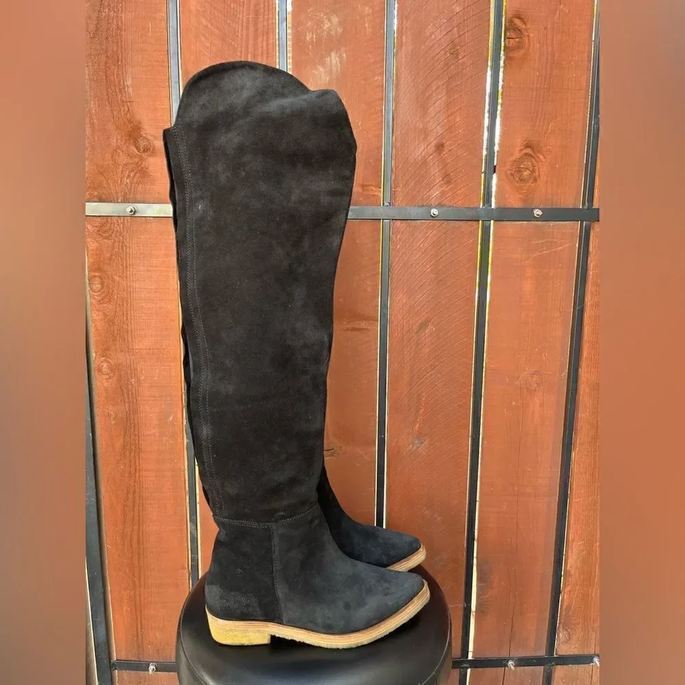 Free People Banks Over-The-Knee Boots Black Suede 36.5